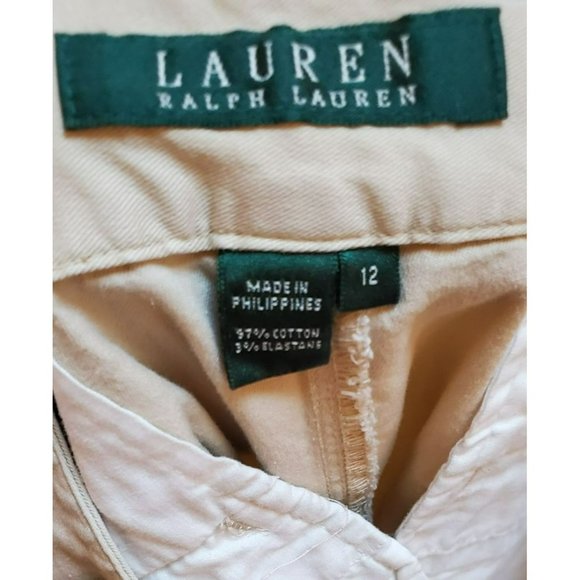 Lauren Ralph Lauren Cream Women's Long Flat Front Shorts Size 12 - Picture 3 of 3
